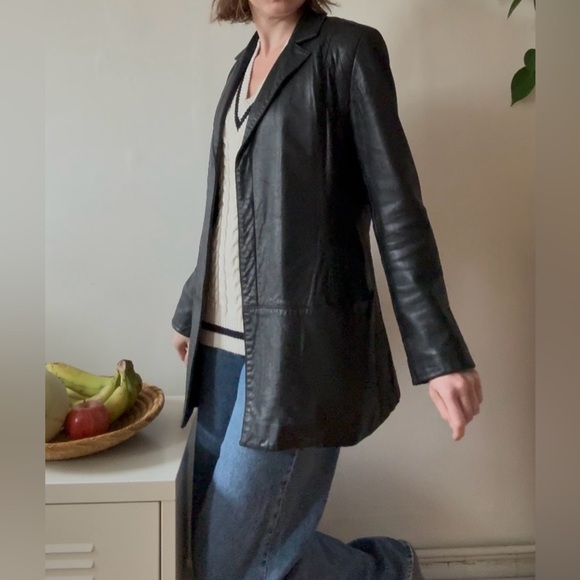 Vintage Danier Black Leather Blazer Coat – Women’s Small - Picture 2 of 7